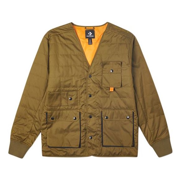 Men's Converse Retro Multiple Pockets Casual Stay Warm Green Jacket 10019990-A02