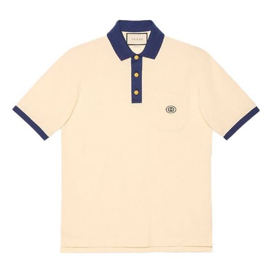 GUCCI Cotton Polo With Interlocking G Patch 'White' 625323-XJCNZ-9047