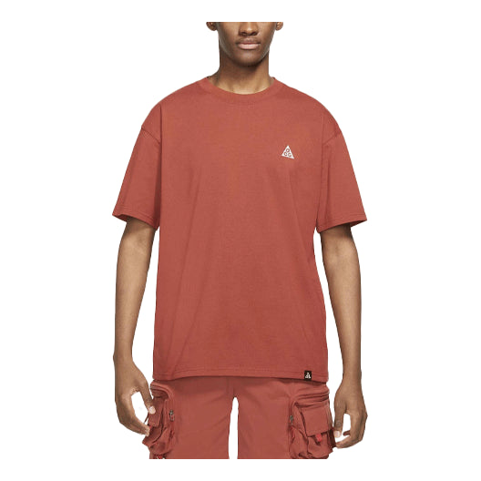Men's Nike ACG Sports Solid Color Round Neck Short Sleeve Red Brown T-Shirt DJ3642-670