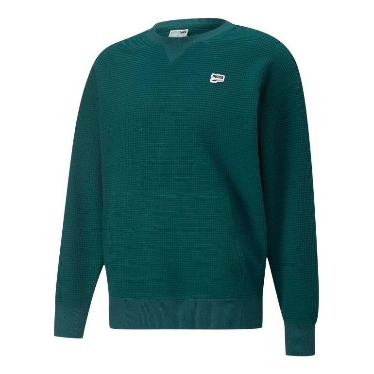 PUMA Downtown Waffle Crewneck Sweatshirt 'Green' 537730-24