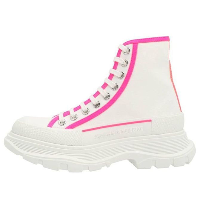 (WMNS) Alexander McQueen Tread Slick Lace-Up Boots 'White Pink' 697082W4MV59895