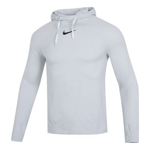 Men's Nike Solid Color Logo Loose Hooded Long Sleeves Gray DQ5052-043