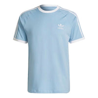 adidas originals Three-Stripe sSport Round NeckShort Sleeve Men's Light Blue H37759
