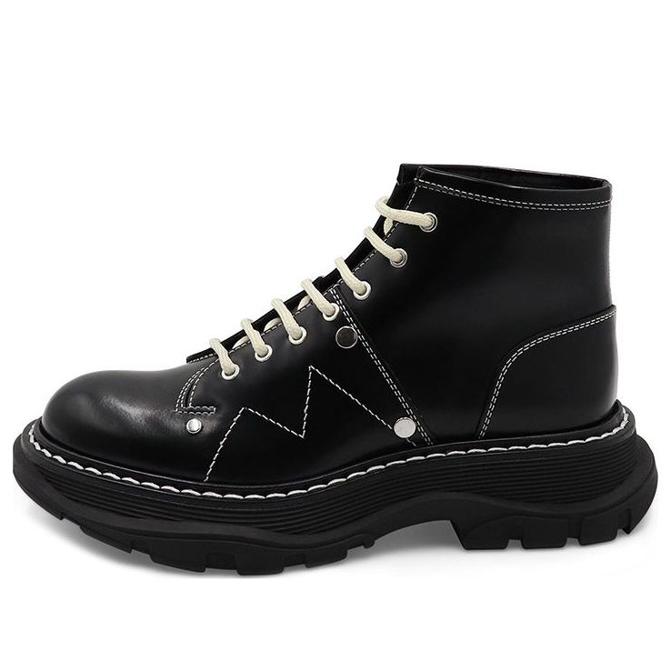 (WMNS) Alexander McQueen Tread Lace Up Boot 'Black Silver' 595469WHQSG1090