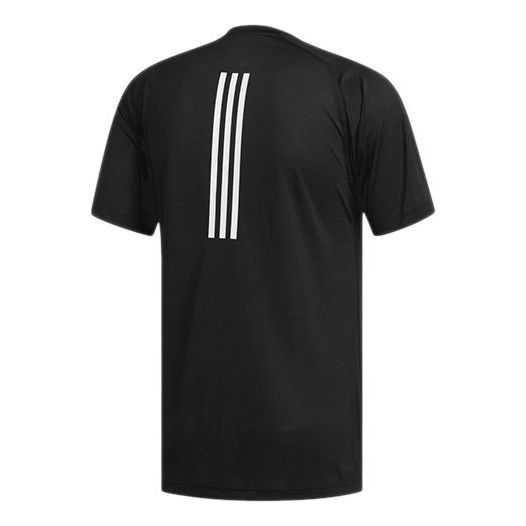 adidas Sports Training 3-Stripes Round Neck Short Sleeve 'Black Cloud White' DX9505