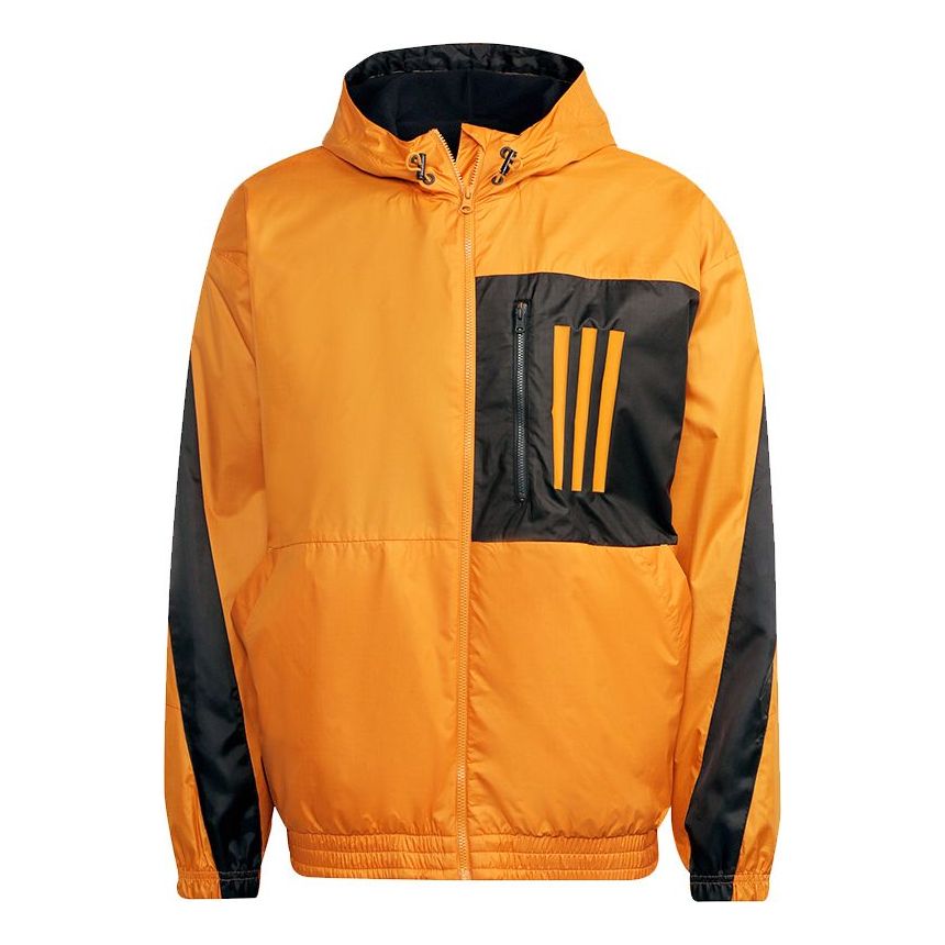 adidas M W.n.d. Jkt Pb Colorblock Pocket Sports Hooded Jacket Orange H56356