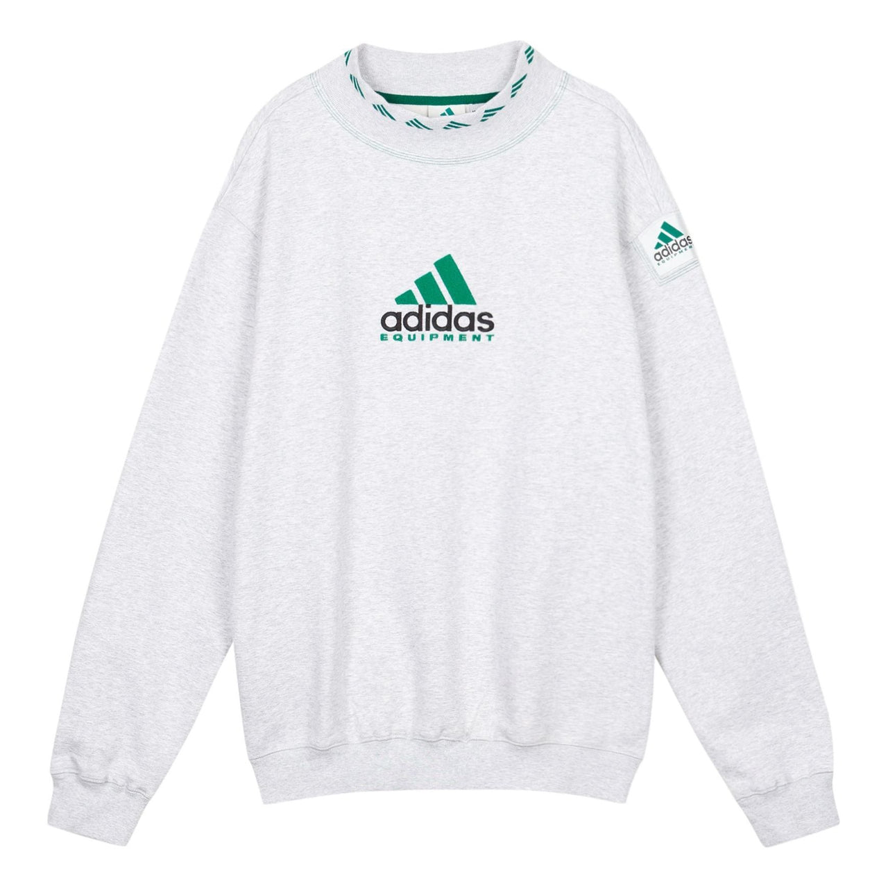 Men's adidas originals Eqt Logo Embroidered Sports Round Neck Pullover Gray HG8094