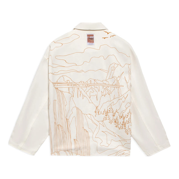 Li-Ning Back landscape Pattern Printing lapel single breasted Jacket 'White' AFDS237-2