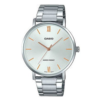 CASIO Waterproof Stainless Steel Silver Quartz Unisex Mens White Analog MTP-VT01D-7B