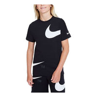 (GS) Nike Logo Printing Sports Round Neck Short Sleeve Boy Black T-Shirt DJ6616-010