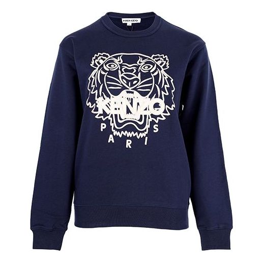 (WMNS) KENZO SS21 Tiger Pattern Round Neck Pullover Hoodie Navy Blue FB52SW8244MP-77