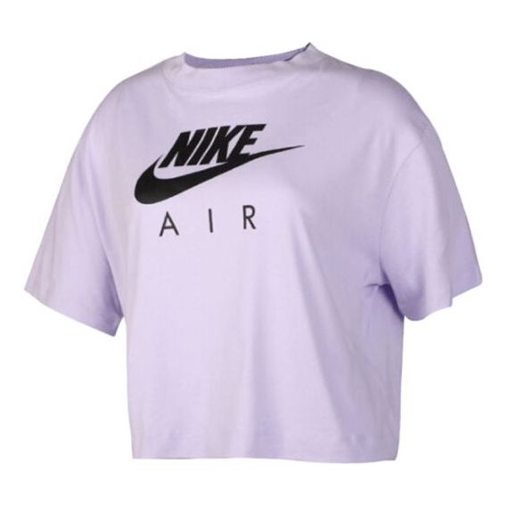 (WMNS) Nike Air Printing Sports Short Sleeve 'Purple Black' BV4778-539