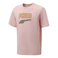 PUMA Funny Logo Printing Sports Round Neck Short Sleeve Pink Red 533042-36