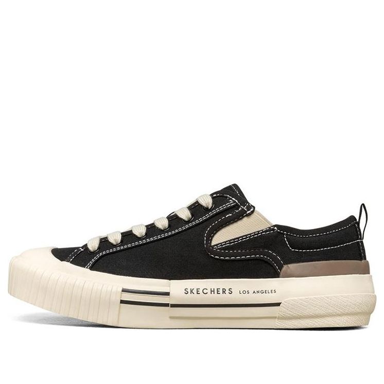 (WMNS) Skechers New Moon Canvas shoes GS Black 155391-BLK