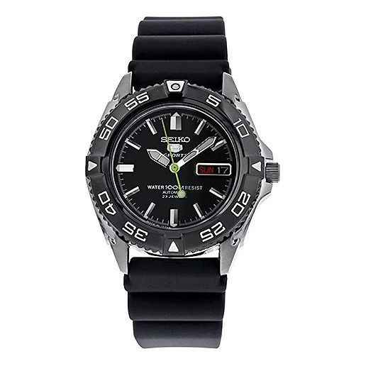 Men's SEIKO No. 5 Rubber Strap Mechanical Watch Black SNZB23J2