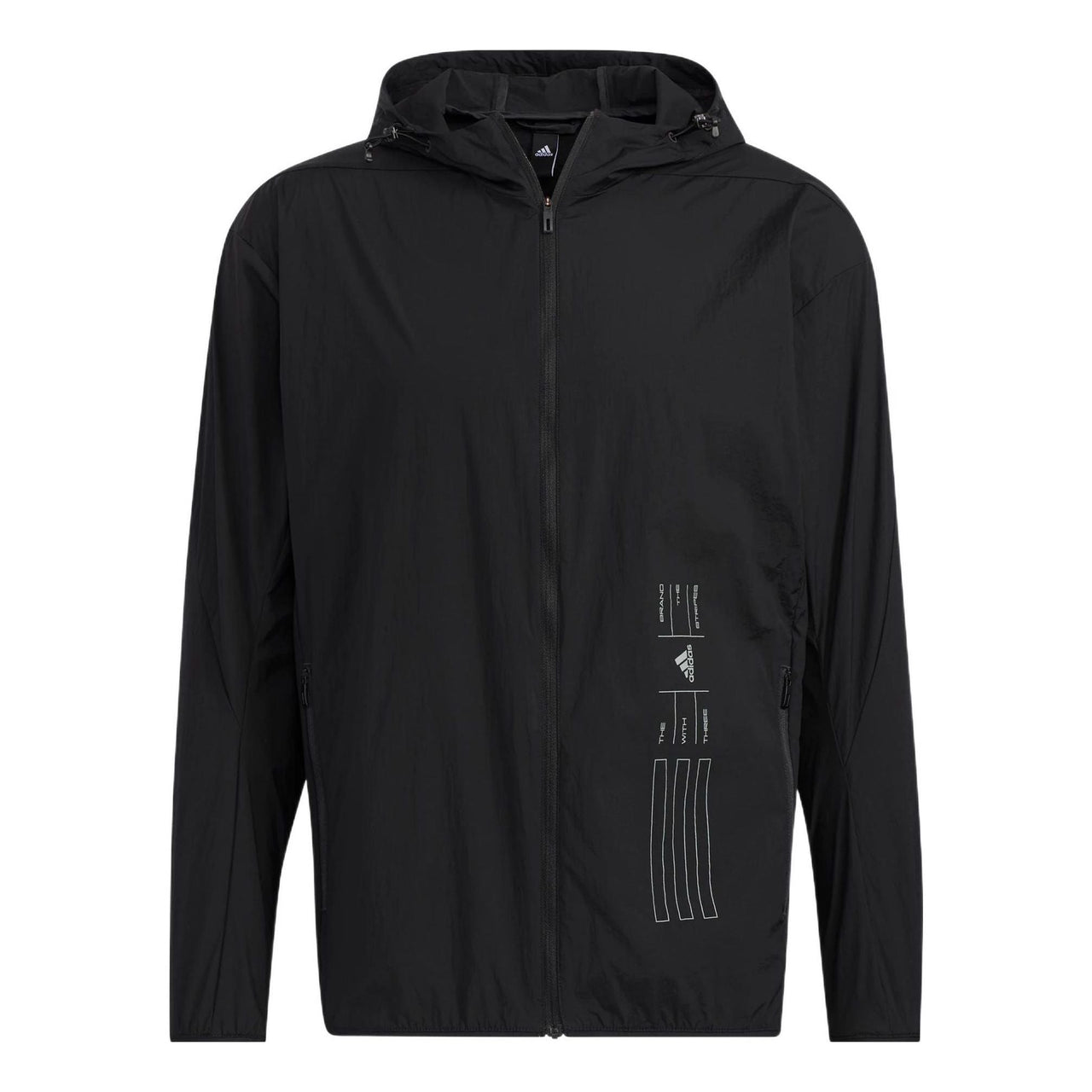 adidas Solid Color Sports Hooded Jacket Black HE9915
