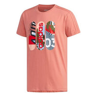 adidas neo Casual ribbed Round Neck Printing Short Sleeve Pink FK9916