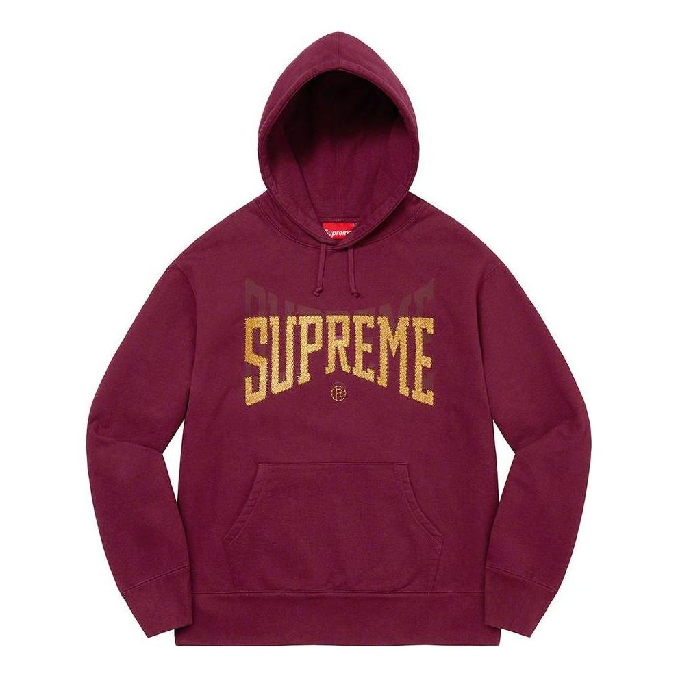 Supreme Rhinestone Shadow Hooded Sweatshirt 'Burgundy Yellow' SUP-FW22-172