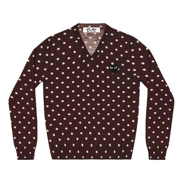 (WMNS) COMME des GARCONS PLAY Polka Dot Sweater Black Emblem 'Burgundy' AZ-N035-051-3