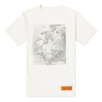 Men's HERON PRESTON SS20 Black White Printing Logo Short Sleeve White HMAA011S209140220188