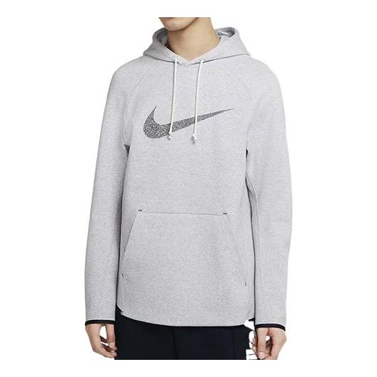 Men's Nike Solid Color Alphabet Logo Printing Hooded Long Sleeves Gray CK2977-902