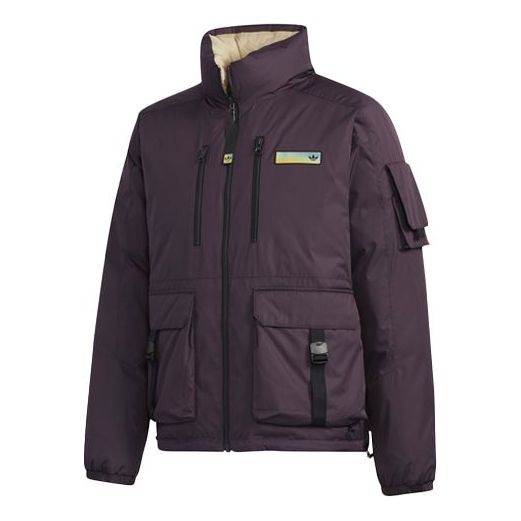 adidas originals Premium Jkt 1 Stay Warm Woven Reversible Cargo Stand Collar Sports Down Jacket Purple GT7291