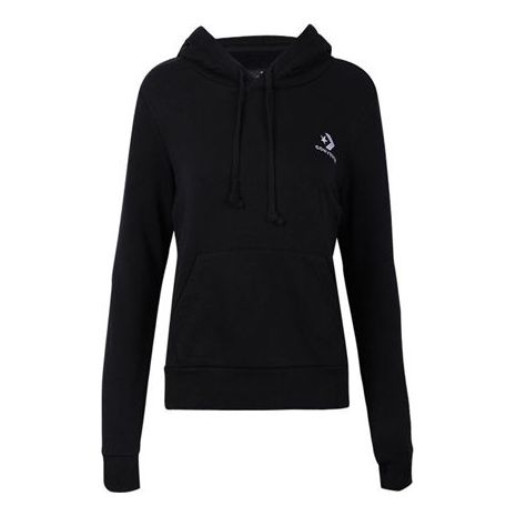 (WMNS) Converse Embroidered Star Chevron Pullover Hoodie 'Black' 10019442-A01