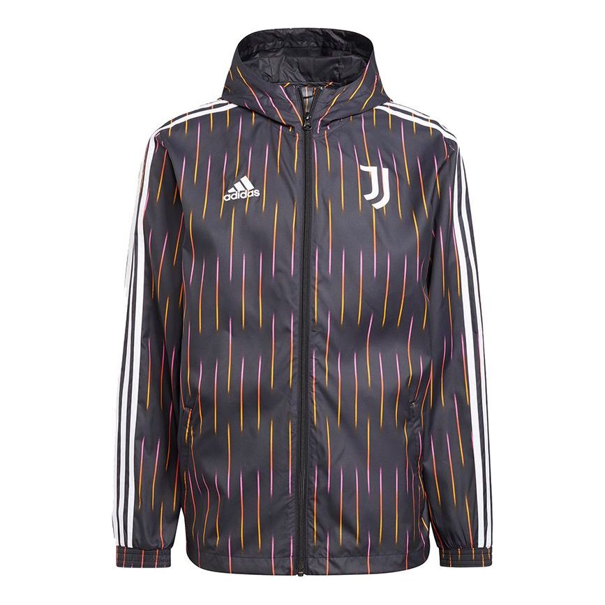 adidas Juve Windbreakr Juventus Soccer/Football Training Sports hooded Logo Jacket Black GR2901