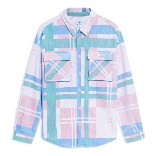Li-Ning Wade Series Colorblock Plaid Loose Shirt 'White Pink Blue' AFDS205-1