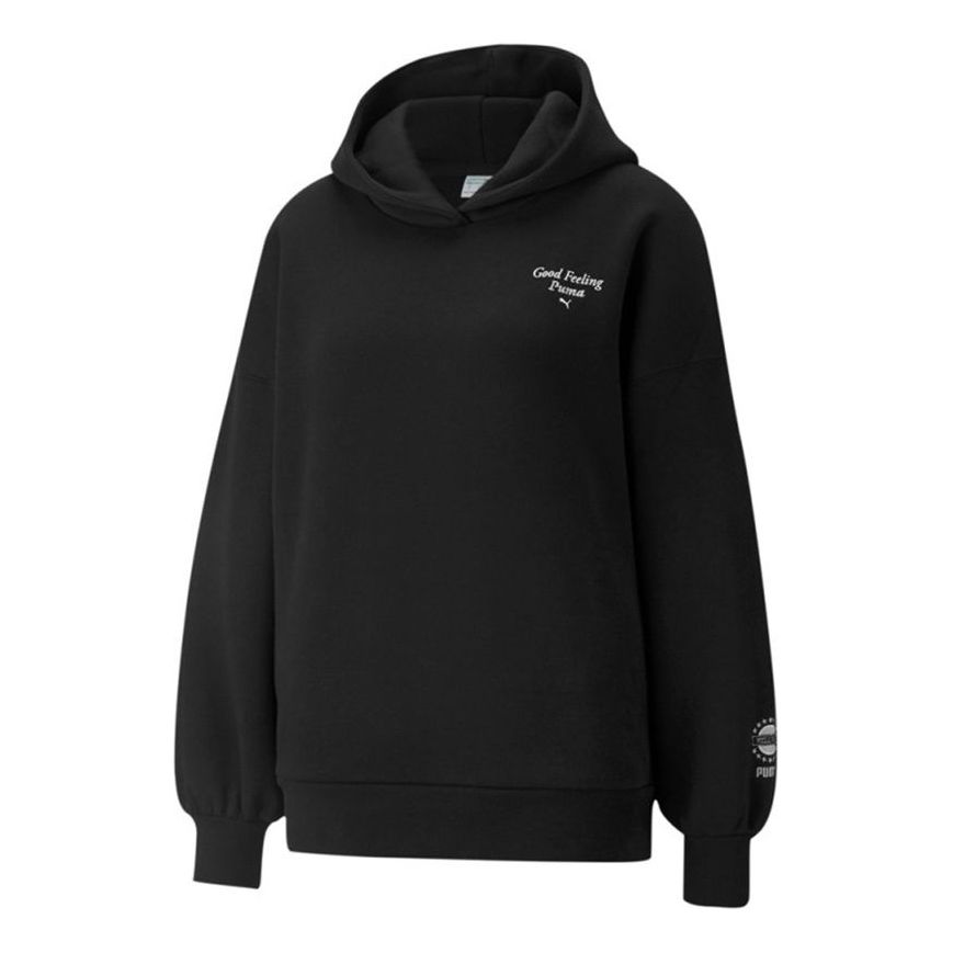 (WMNS) PUMA Logo Wellness Club Crew Hoodie 'Black' 534397-01