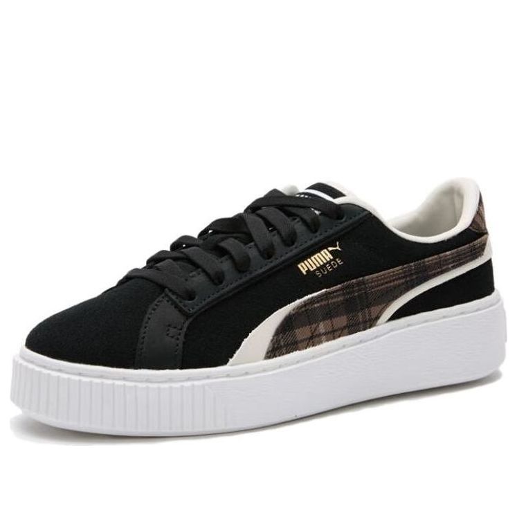 (WMNS) PUMA Suede Plat Form Plaid 'Black' 395228-01