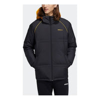 adidas neo M Cb Down Logo Contrasting Colors hooded Stay Warm With Down Feather Jacket Black HF0504