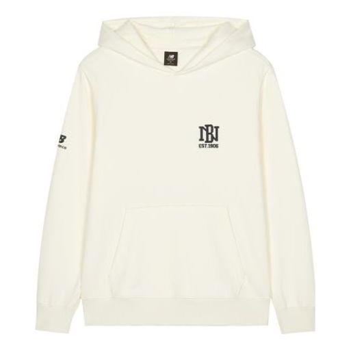 New Balance Logo Print Sweatshirt Hoodie 'White' AMT23336-CIC