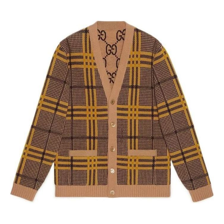 Gucci Reversible Wool Knit Cardigan 'Brown Yellow' 696576-XKCFX-2378