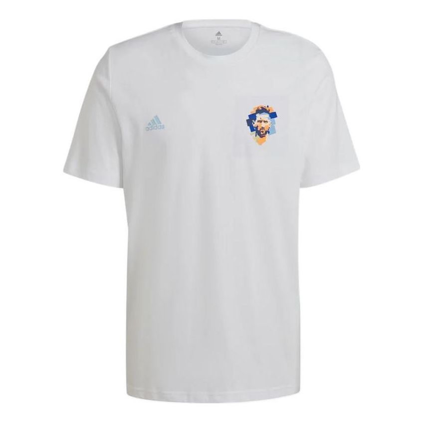 adidas Printing Round Neck Pullover Sports Short Sleeve White HA0935
