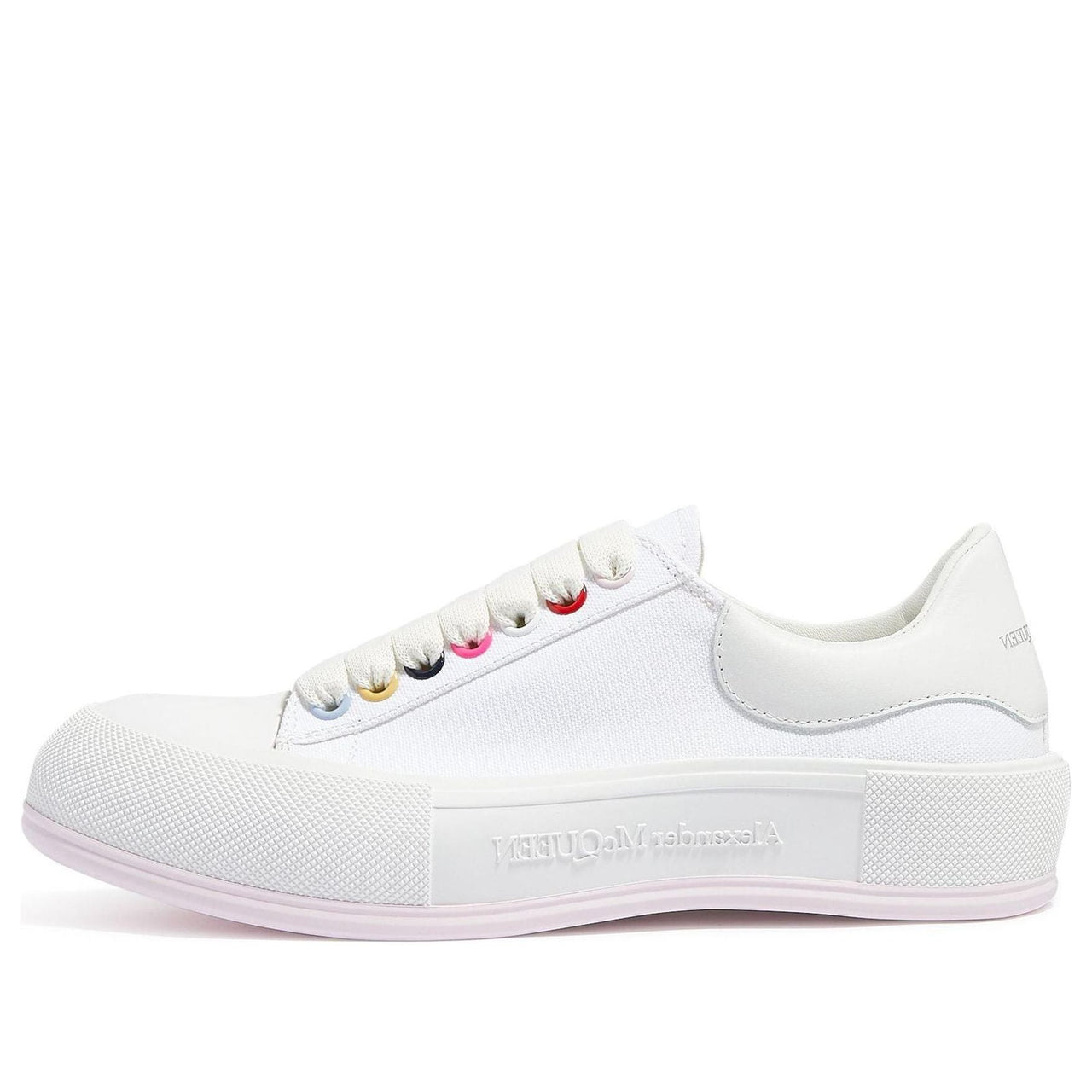 (WMNS) Alexander McQueen Deck Skate Plimsoll Lace Up 'White Multiclor' 654593W4MVR9548
