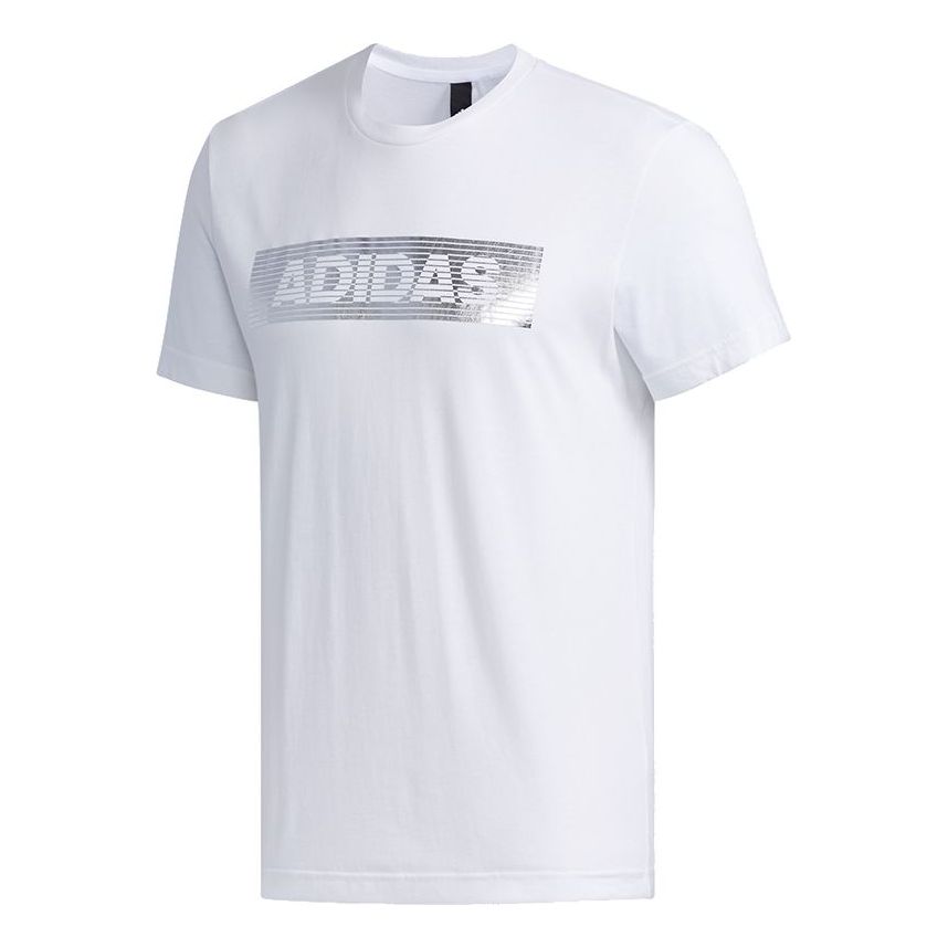 adidas Ai Gfx Ss Foil Logo Printing Round Collar Male White EH3812
