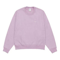 Men's Nike Lab Fleece Crew Solid Color Plush Stay Warm Sports Round Neck Pullover Pink DA0318-530