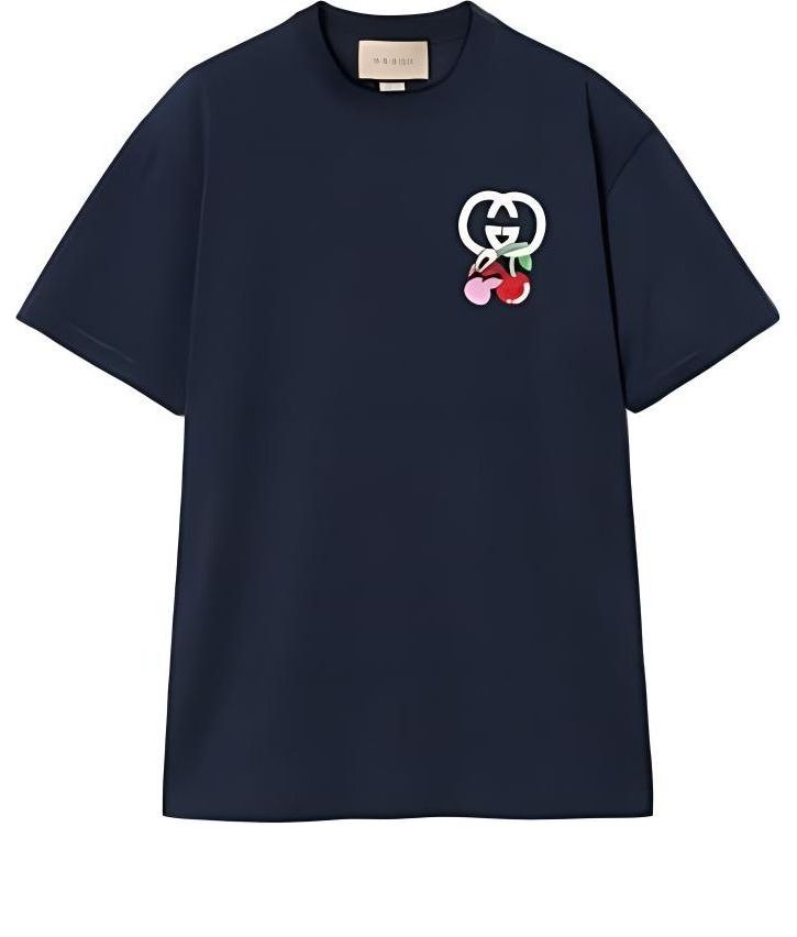 (WMNS) Gucci Cotton Jersey T-Shirt With Patch 'Navy' 776596-XJGHK-4215