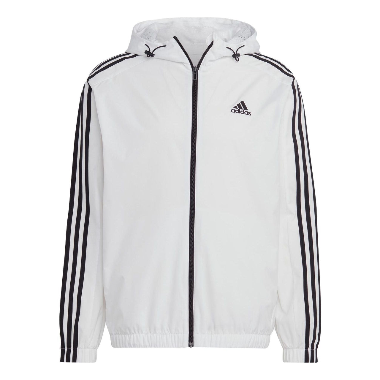 adidas Essentials 3-Stripes Woven Windbreaker 'White Black' IB0386