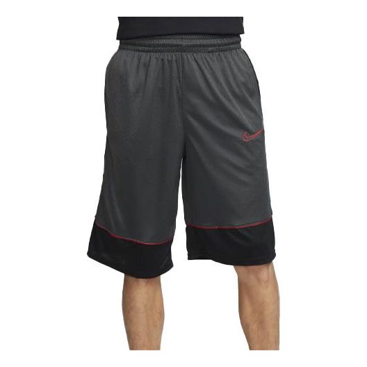 Men's Nike Dri-FIT Contrast Color Stitching Elastic Waistband Sports Black Gray Shorts BV9453-070