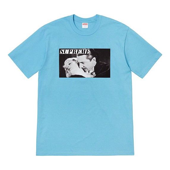 Supreme SS19 Bela Lugosi Tee Vampire Printing Short Sleeve Unisex Light Blue SUP-SS19-10502