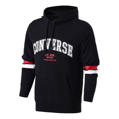 Converse Collegiate Text Pullover Hoodie 'Black' 10017352-A01