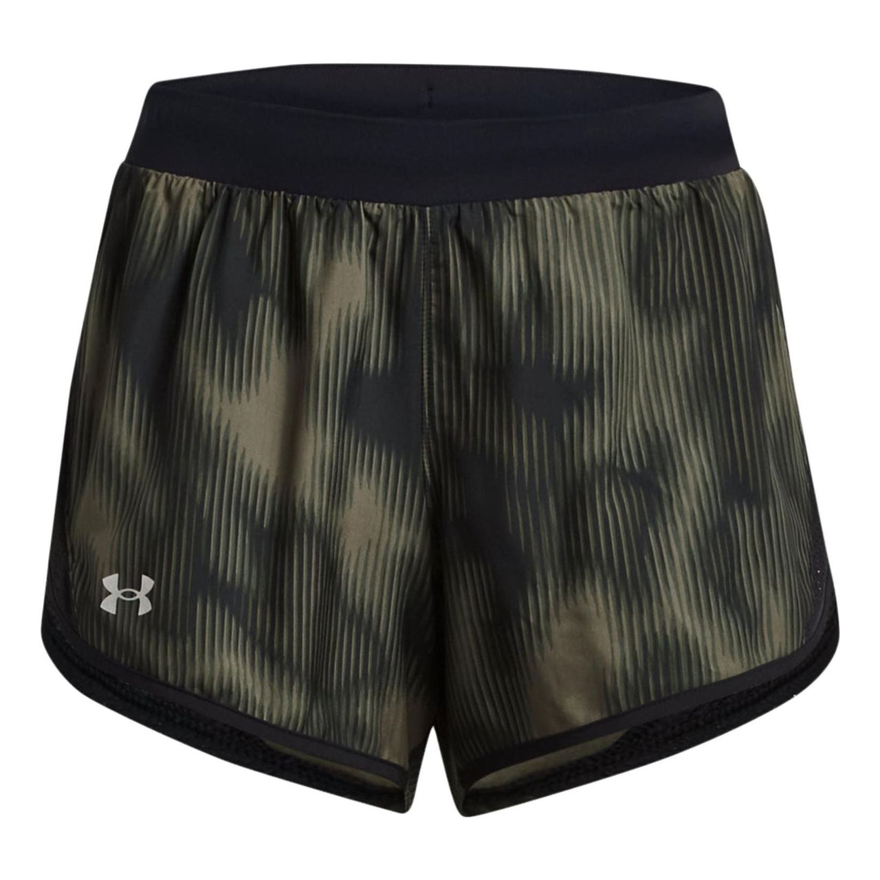 (WMNS) Under Armour Fly-By 2.0 Printed Shorts 'Black Green' 1350198-021