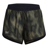 (WMNS) Under Armour Fly-By 2.0 Printed Shorts 'Black Green' 1350198-021