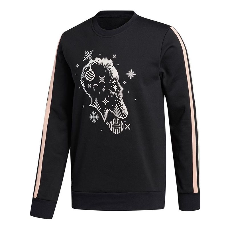 adidas Decorate Cr Basketball Casual Sports Stripe Round Neck Black GU0507