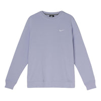Men's Nike Solid Color Chest Brand Logo Printing Embroidered Round Neck Pullover Autumn Light Purple 916609-539