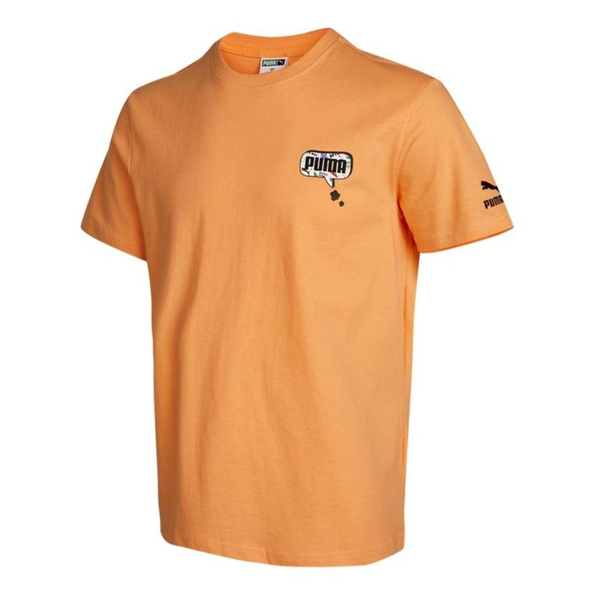 PUMA Awareness Logo Embroidered Printing Sports Loose Round Neck Short Sleeve Orange 532034-36