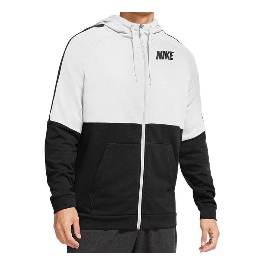 Nike logo zipped hooded jacket 'Black white' CU6034-100