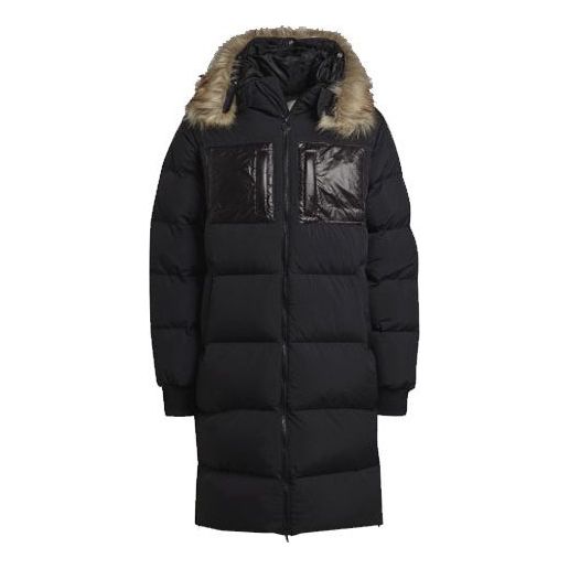 adidas Regen Puff Long Casual Stay Warm Sports hooded down Jacket Black H11803